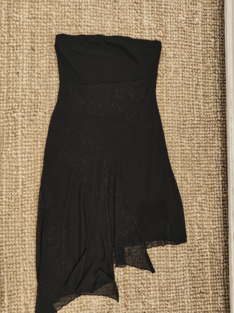 Vintage Y2K Topshop Black Strapless Dress with Subtle Stitch Detailing